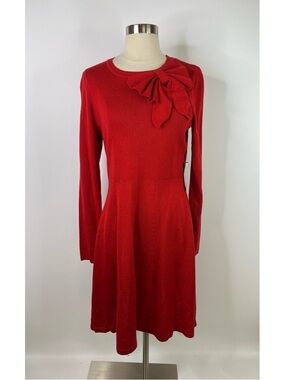 Jessica Howard Missy Bow Long Sleeve Midi Sweater Dress